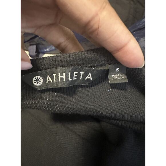 Athleta Women Small Pullover Oversize Short Sleeve Ribbed Hi Lo Hem Black - Picture 4 of 7